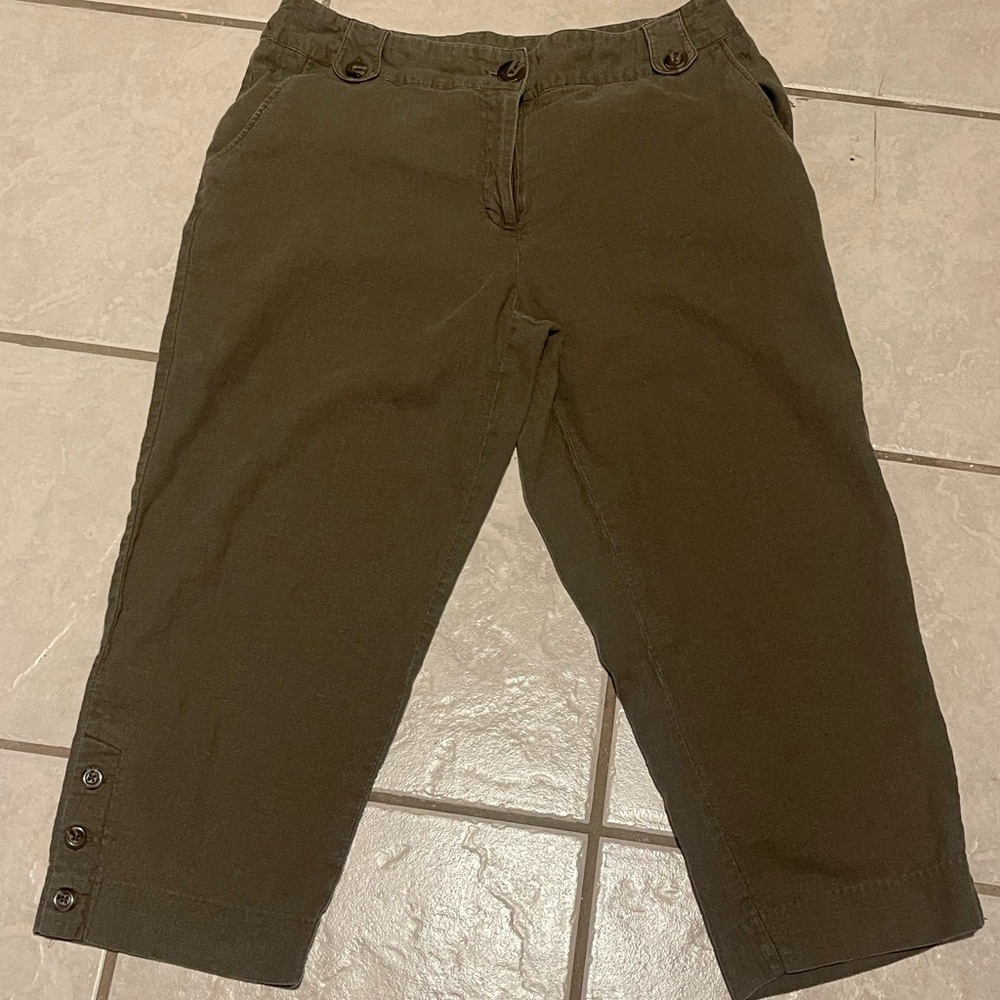 Counterparts Women’s Brown Capris Linen Blend Size 10